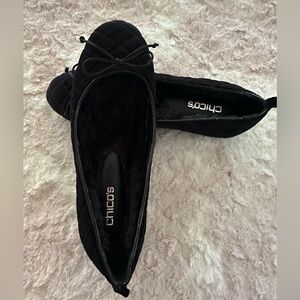Chico's Elegant Black Quilted Flats